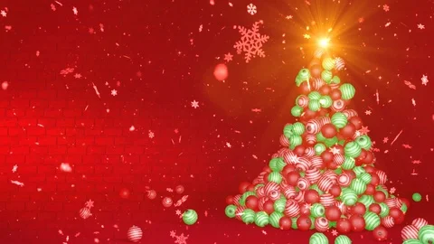 Christmas tree balls red background Stock Footage 119470745