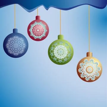 Christmas tree balls on ropes Stock Illustration