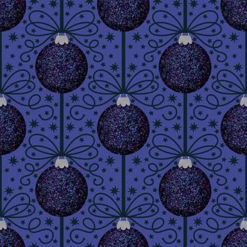 Christmas tree balls seamless winter toys pattern for wrapping paper and fabr Stock Illustration