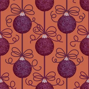 Christmas tree balls seamless winter toys pattern for wrapping paper and fabr Stock Illustration