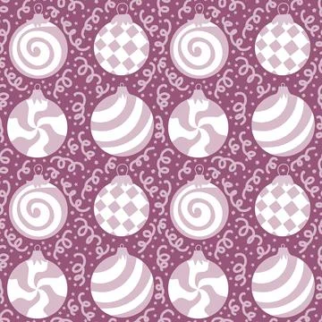 Christmas tree balls seamless winter toys pattern for wrapping paper and fabr Stock Illustration