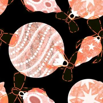 Christmas tree balls seamless winter toys pattern for wrapping paper and fabr Stock Illustration
