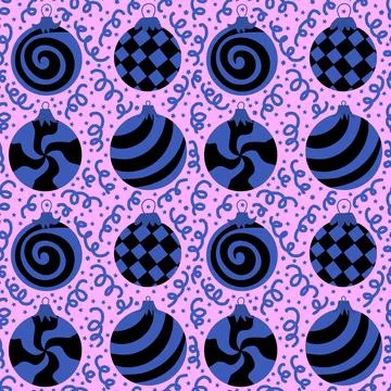 Christmas tree balls seamless winter toys pattern for wrapping paper and fabr Stock Illustration