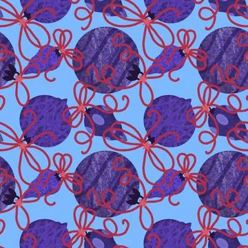 Christmas tree balls seamless winter toys pattern for wrapping paper and fabr Stock Illustration