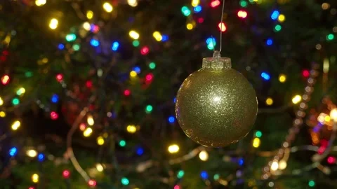 Christmas Tree Bauble and Lights Video stock 249359281