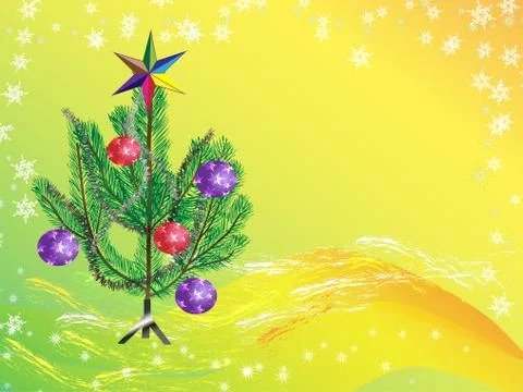 Christmas tree with bauble 스톡 일러스트
