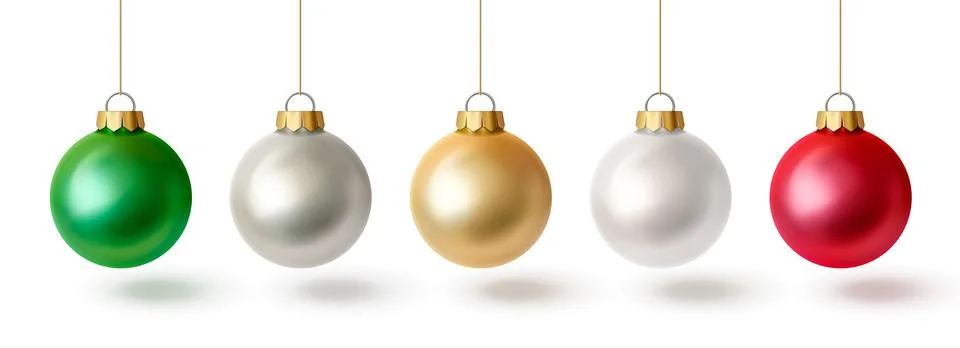 Christmas tree bauble set in 3d realistic glass Stock Illustration
