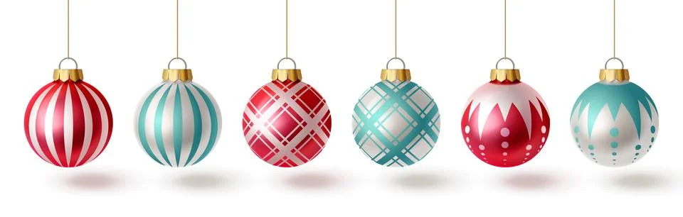 Christmas tree bauble set in 3d glass style Stock Illustration