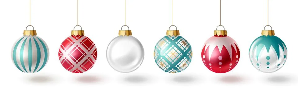 Christmas tree bauble set in 3d glass style Stock Illustration