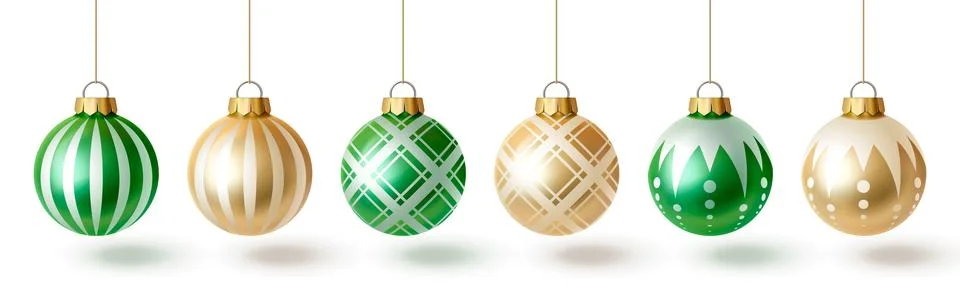 Christmas tree bauble set in 3d glass style Stock Illustration