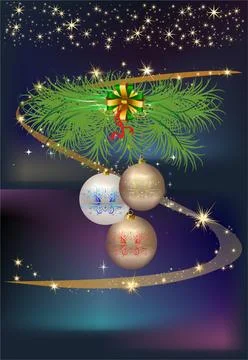 Christmas tree with baubles, Stock Illustration