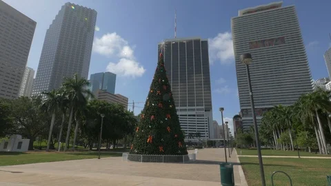 Christmas tree in Bayfront Park Stock Footage 87096237