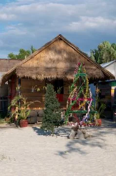 Christmas tree on the beach Stock Photos