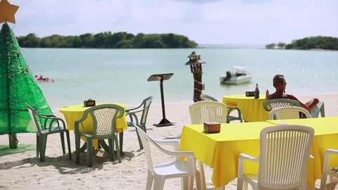 Christmas tree on the beach with view to the ocean in Koh Samui. Thailand Stock-Footage 70704650