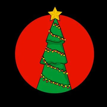 Christmas tree in black background. high contrast symbol icon vector Stock Illustration