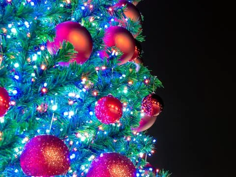 Christmas tree on a black background, selective focus Stock Photos
