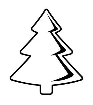 Christmas Tree Black Flat Icon On White Background Stock Illustration