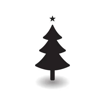 Christmas tree black icon, flat design style. Christmas tree vector silhouett Stock Illustration