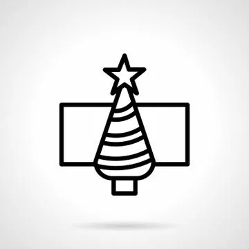 Christmas tree black simple line vector icon Stock Illustration
