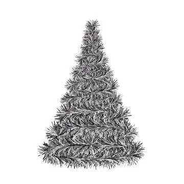 Christmas tree. Black spruce. Tree made of fluffy tinsel. Illustration. Stock Illustration