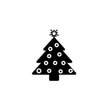 Christmas tree black vector icon Stock Illustration
