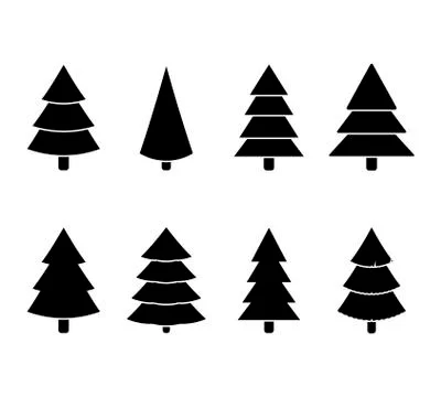 Christmas tree black white set illustration vector Stock Illustration