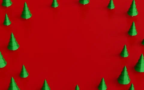 Christmas tree with blank space on a red background, 3d rendering Stock Illustration