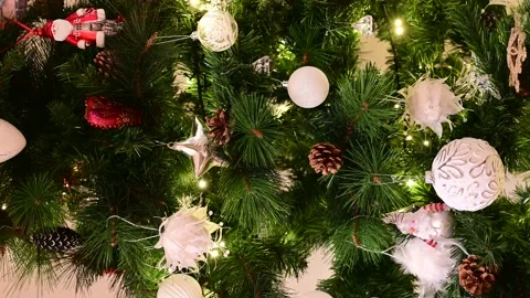 Christmas tree with blinking lights Stock Footage 145616315