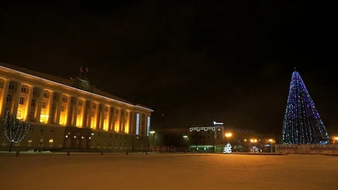 Christmas tree blinking at night Stock Footage 80793889