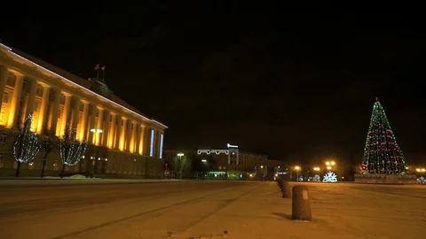 Christmas tree blinking at night Stock Footage 80794015