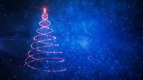 Christmas tree blue animation, winter snowing background Video stock 99314500