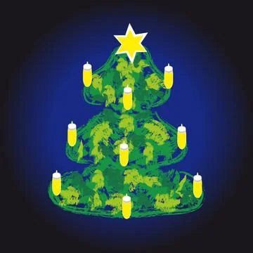 Christmas tree on blue background Stock Illustration