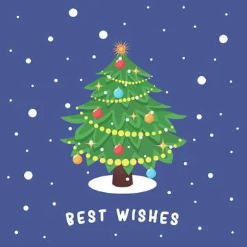 Christmas tree on blue background vector illustration. Festive design for win Stock Illustration