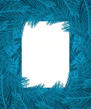 Christmas tree blue branches Frame. Xmas Background branch of pine. New Year  Stock Illustration