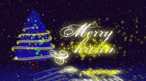 Christmas tree blue with chrstmas message Video stock 8962268