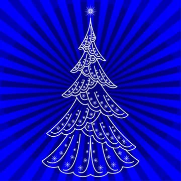 Christmas tree on blue Stock-Illustration