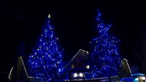 Christmas tree blue lights led Stock Footage 83495542