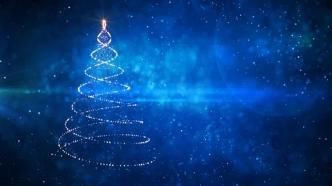 Christmas tree blue magic background Stock Footage 99314689