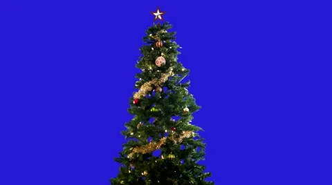 Christmas Tree On Blue Screen Vídeo Stock 44056726