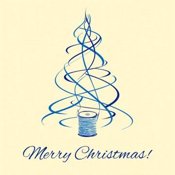 Christmas tree, blue thread xmas decoration Illustrazione stock