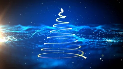Christmas tree blue waves Stock Footage 98316597