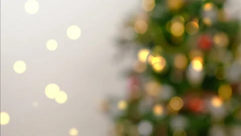Christmas tree blur background. Decorated Christmas tree lots of lights glowi Stock Footage 221902177