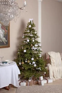 Christmas tree with blur background. Stock Photos