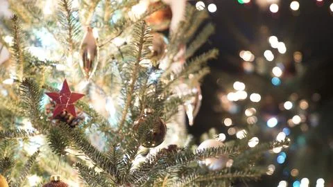 Christmas Tree with Blurry Reflection Stock Photos