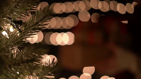 Christmas tree with bokeh lights background Stock Footage 81482587