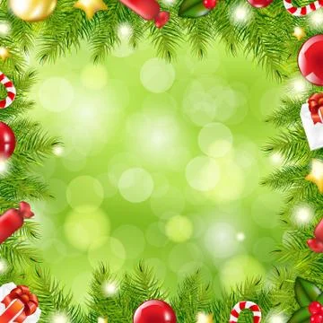 Christmas tree border with blur Stock Illustration