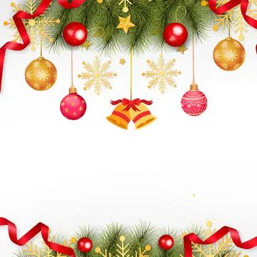 Christmas tree border frame with white background Stock Illustration