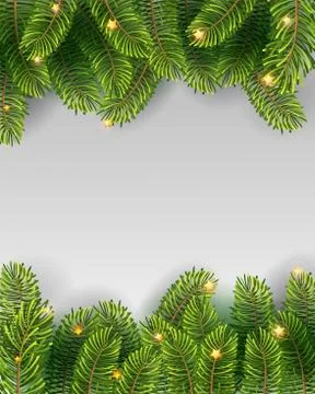 Christmas Tree Borders, Isolated On White Background, Vector Illustration. Stock Illustration