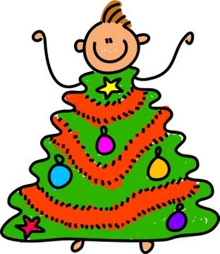 Christmas Tree Boy Stock-Illustration