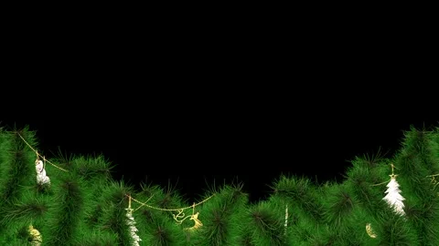 Christmas Tree Branch Border Frame Stock Footage 341802444